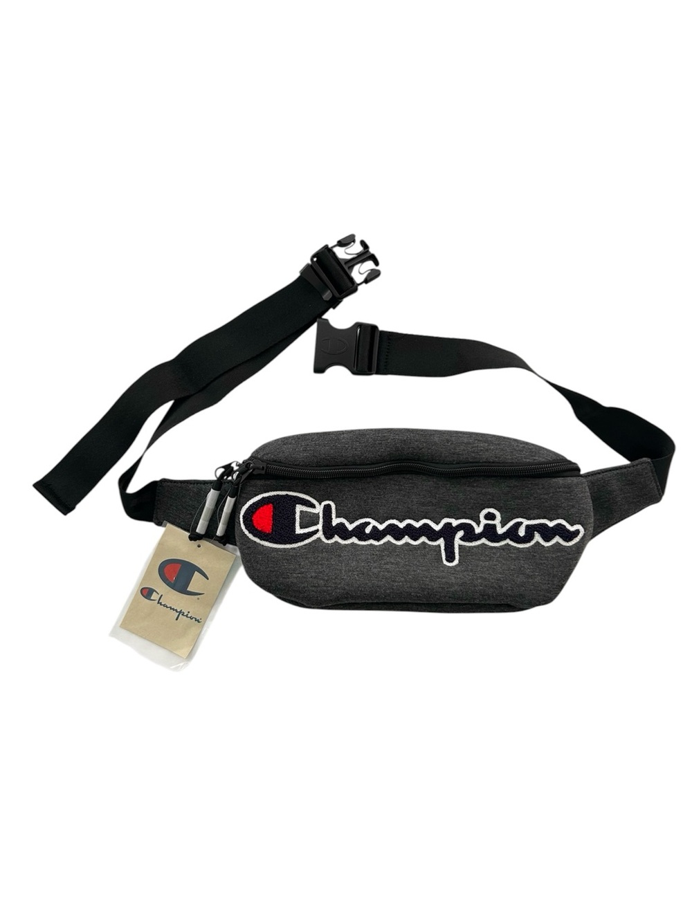 NWT Champion Prime Slingback Waist Pack Heather Gray Zipper Pocket Logo Unisex